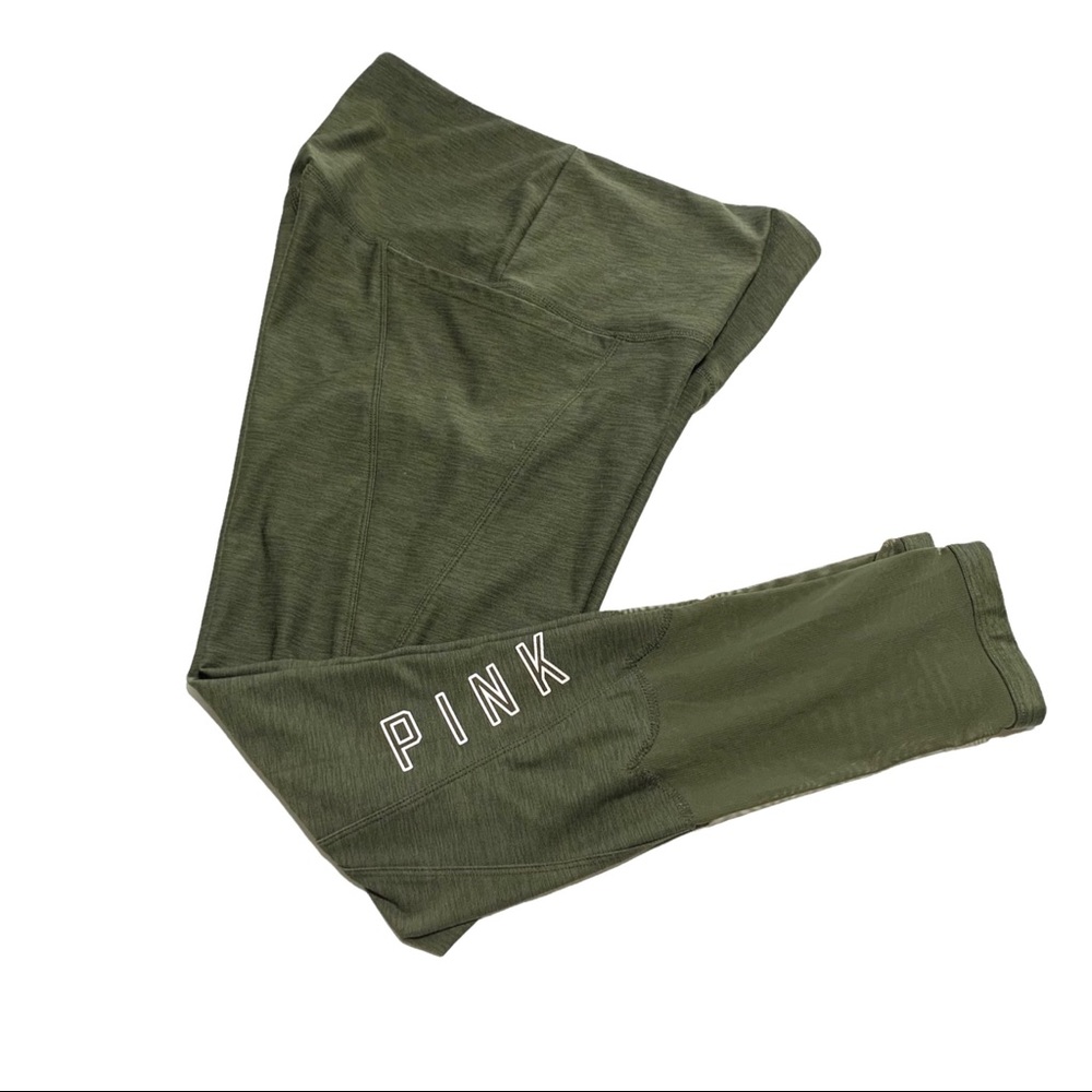 PINK Victoria Secret olive green athletic leggings (small)